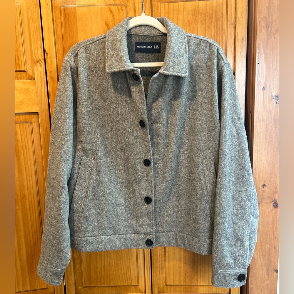 Abercrombie & Fitch Gray Wool-Blend Button Front Jacket
